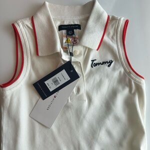 Tommy Hilfiger Kids White Polo Tank with Red Trim and Navy Script